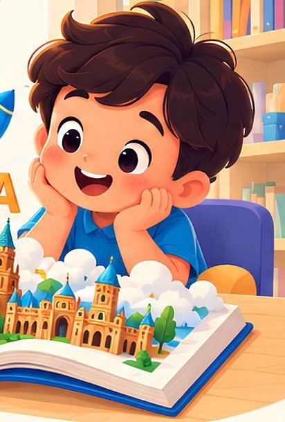 Child watching a storybook come alive