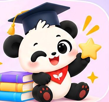 Panda in graduation cap holding a star