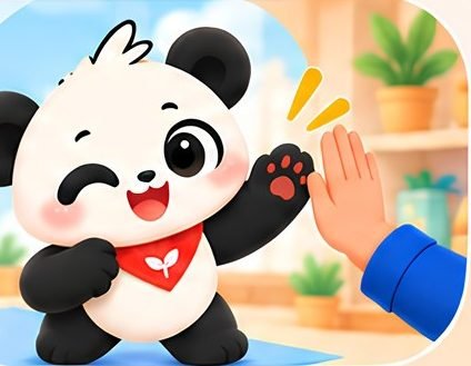 Panda giving a high five
