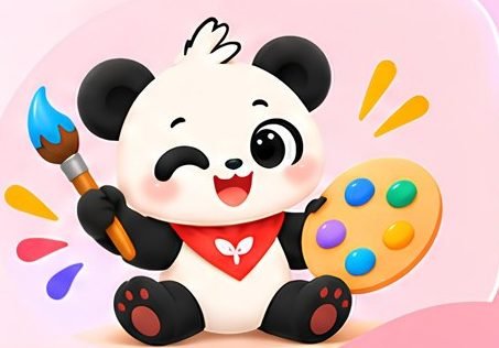 Panda with paintbrush and palette